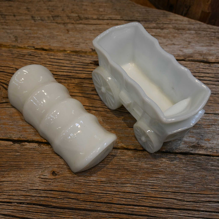 Vintage Milk Glass Covered Wagon Collectibles MISC