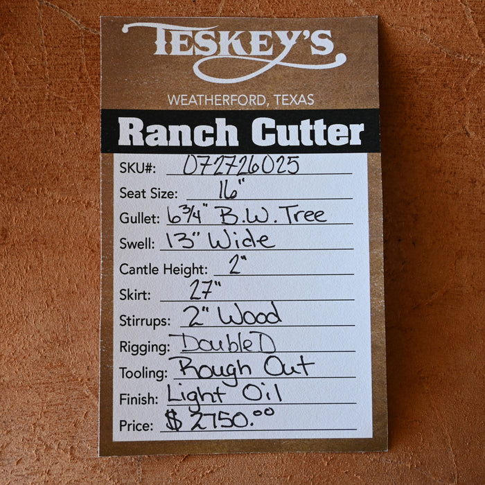 16" TESKEY'S PRO CUTTER RANCH CUTTER SADDLE