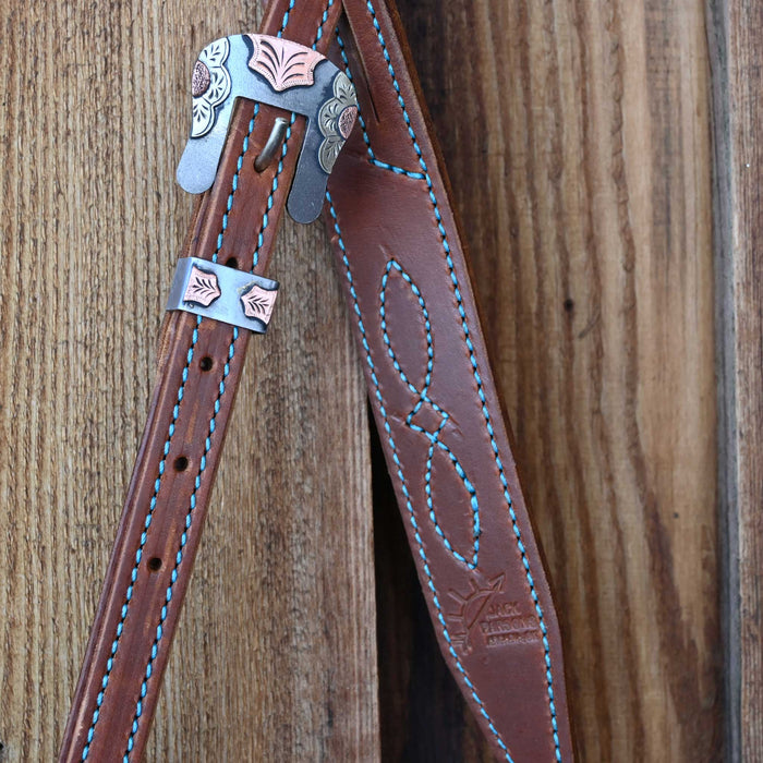 Jack Parsons 3/4" Headstall w/Blue Stitch - Multiple Styles