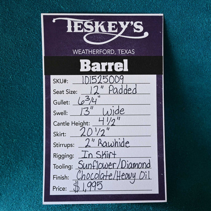 12" TESKEY'S YOUTH BARREL SADDLE
