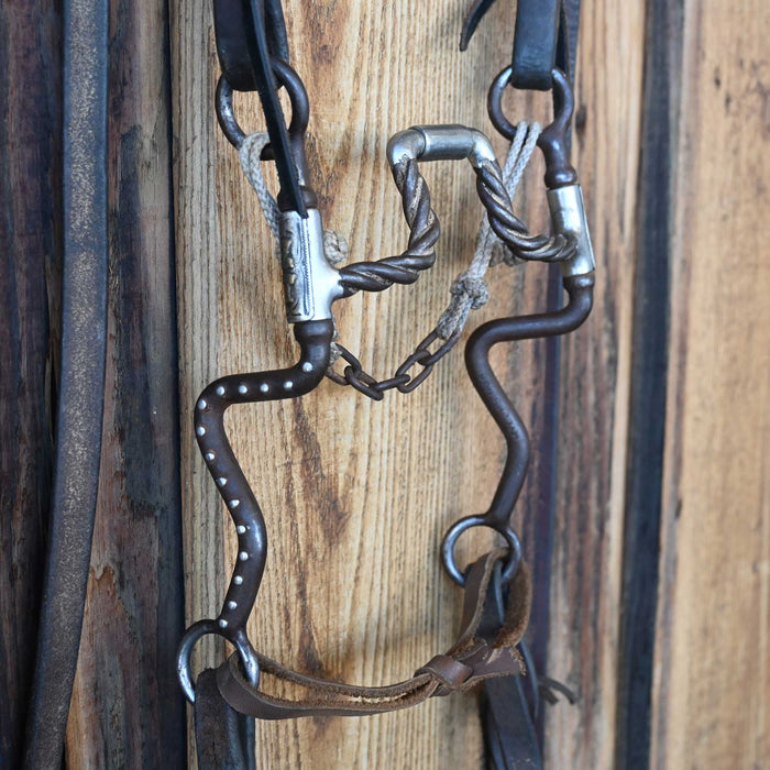 Myler Twisted Wire Hinge Port Bridle Rig w/Single Ear Headstall