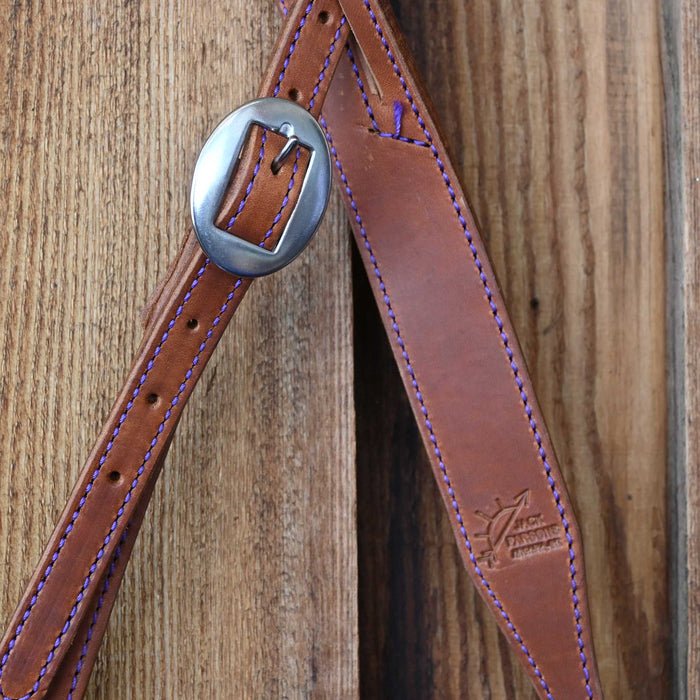 Jack Parsons 3/4" Headstall w/Purple Stitch - Multiple Styles