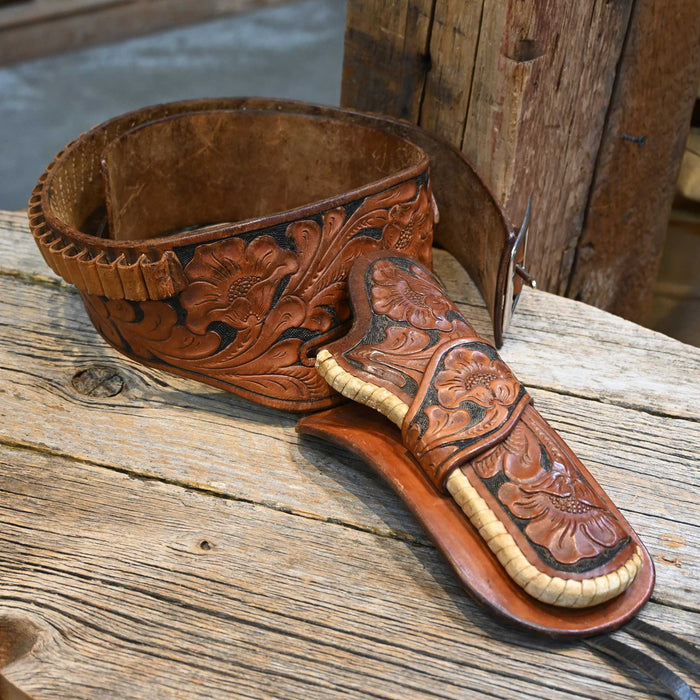 Vintgae H. H. Heiser Tooled Gun Holster & Ammo Belt Collectibles H. H. Heiser