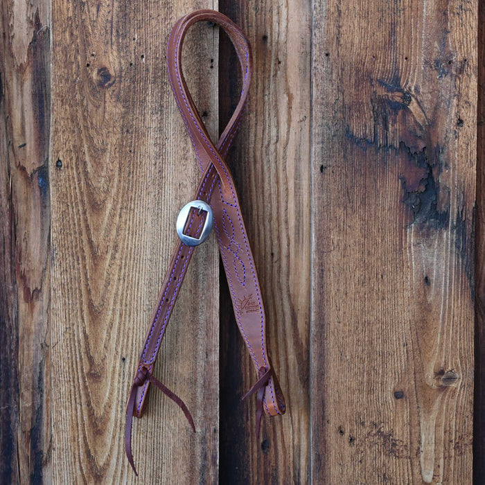 Jack Parsons 3/4" Headstall w/Purple Stitch - Multiple Styles