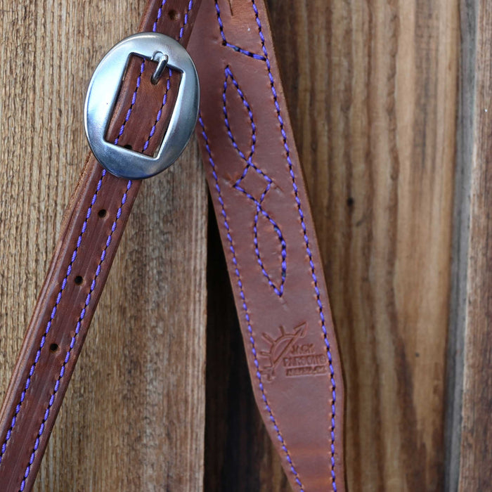 Jack Parsons 3/4" Headstall w/Purple Stitch - Multiple Styles