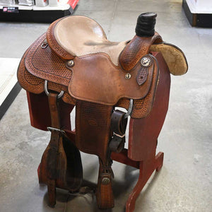 15" USED GARYN LYNN JOHNSON ROPING SADDLE Saddles Gary Lynn Johnson