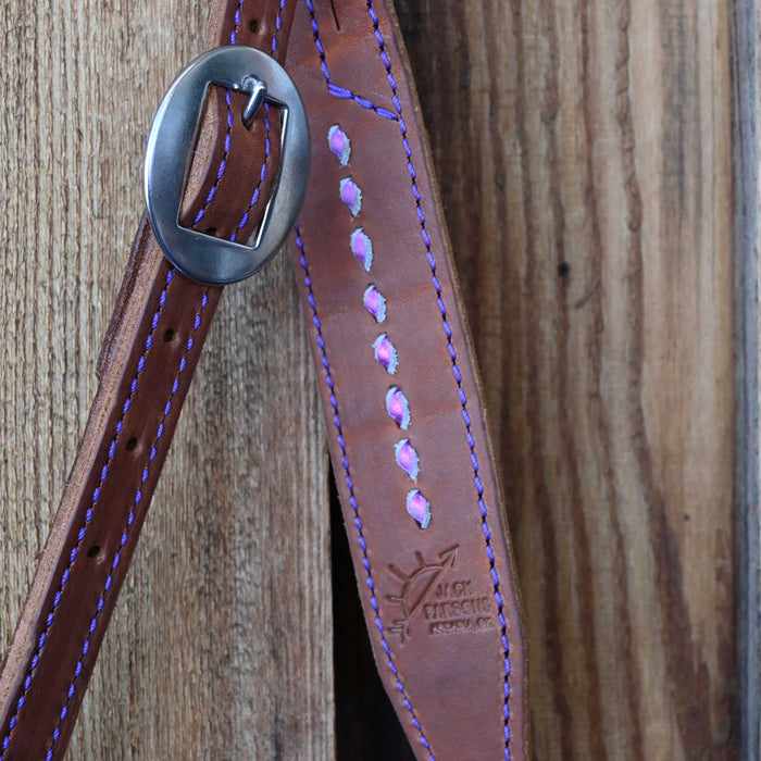 Jack Parsons 3/4" Headstall w/Purple Stitch - Multiple Styles