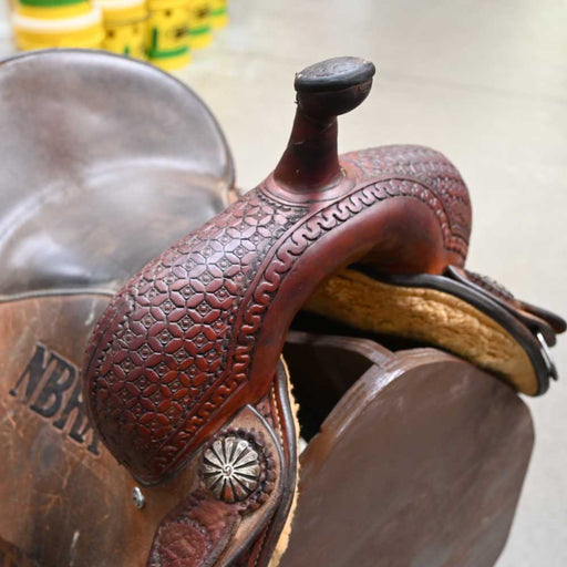 15" USED LAZY "L" LARRY COATS BARREL SADDLE Saddles - Used Lazy L