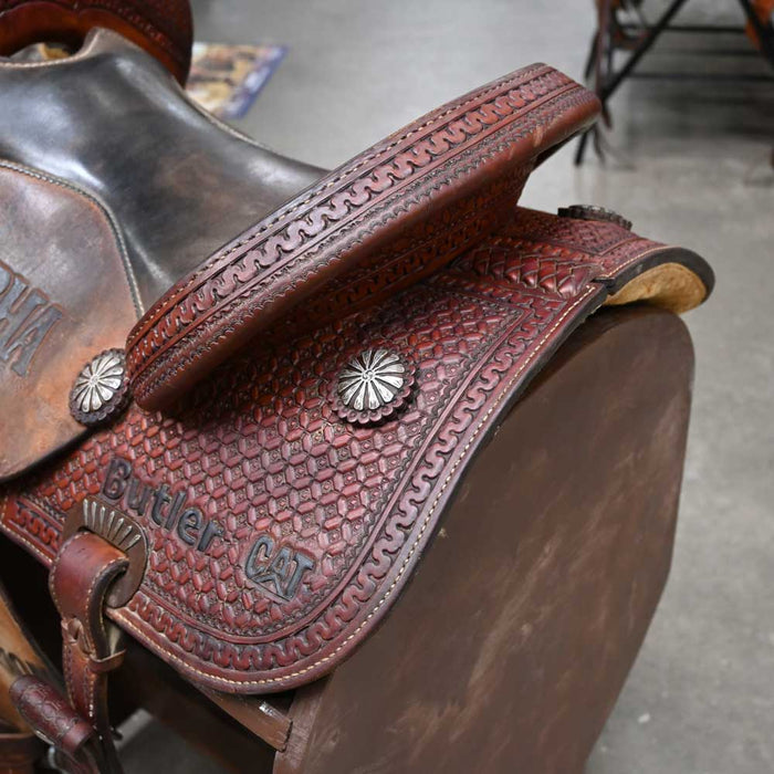15" USED LAZY "L" LARRY COATS BARREL SADDLE Saddles - Used Lazy L