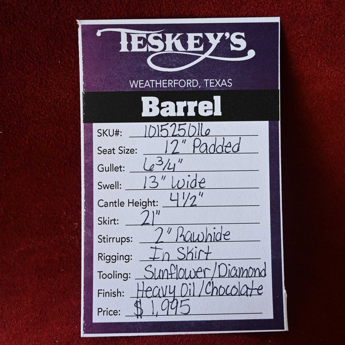 12" TESKEY'S YOUTH BARREL SADDLE