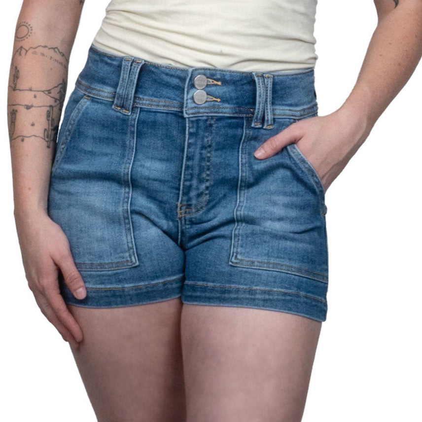 Risen High Rise Patched Front Pocket Shorts