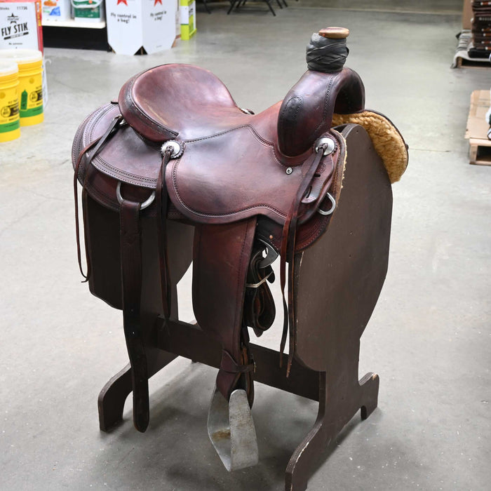 15.5" USED FORT WORTH TEAM ROPING SADDLE