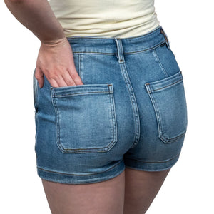 Risen High Rise Front Seam Detail Shorts