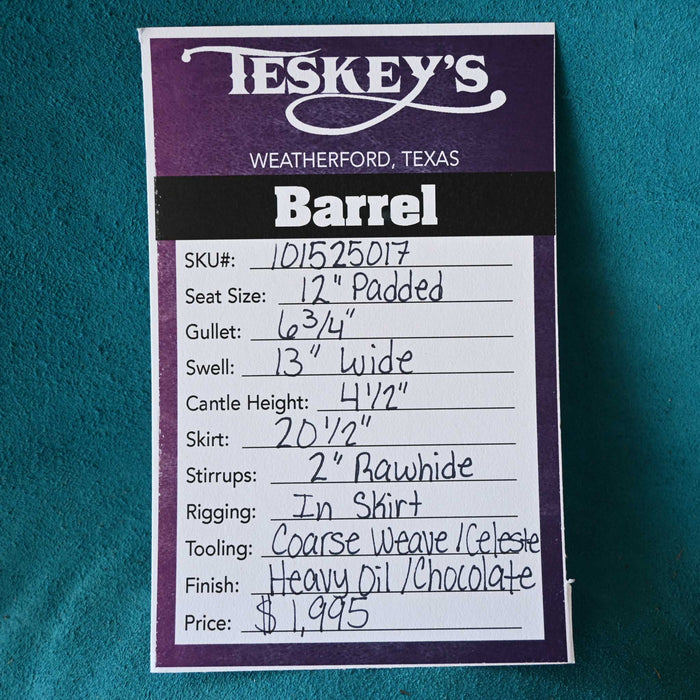 12" TESKEY'S YOUTH BARREL SADDLE