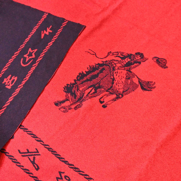 Vintage Wool Bucking Horse Red Blanket w/ Brands Collectibles MISC