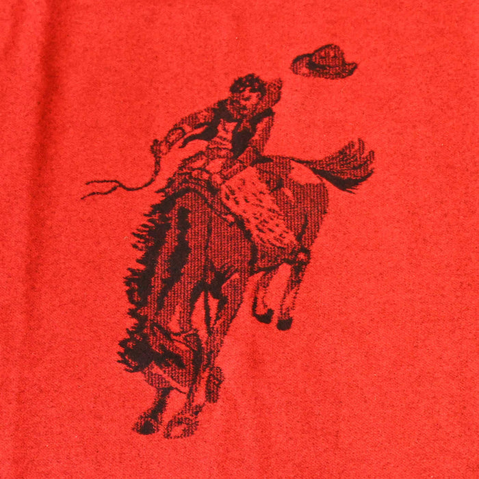 Vintage Wool Bucking Horse Red Blanket w/ Brands Collectibles MISC