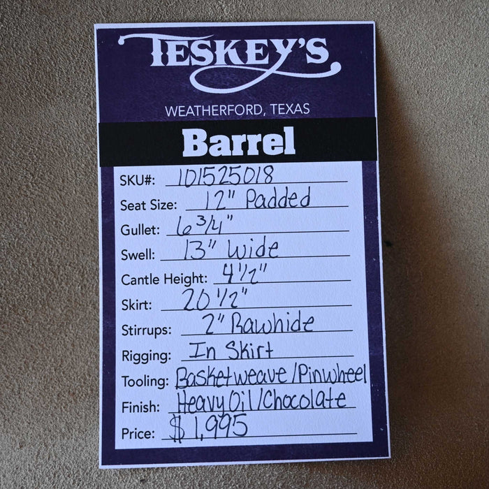 12" TESKEY'S YOUTH BARREL SADDLE