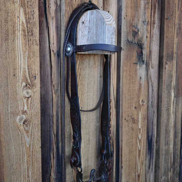 1920's Bearman Buckin' Horse Bit Bridle Rig w/Sterling Silver Conchos