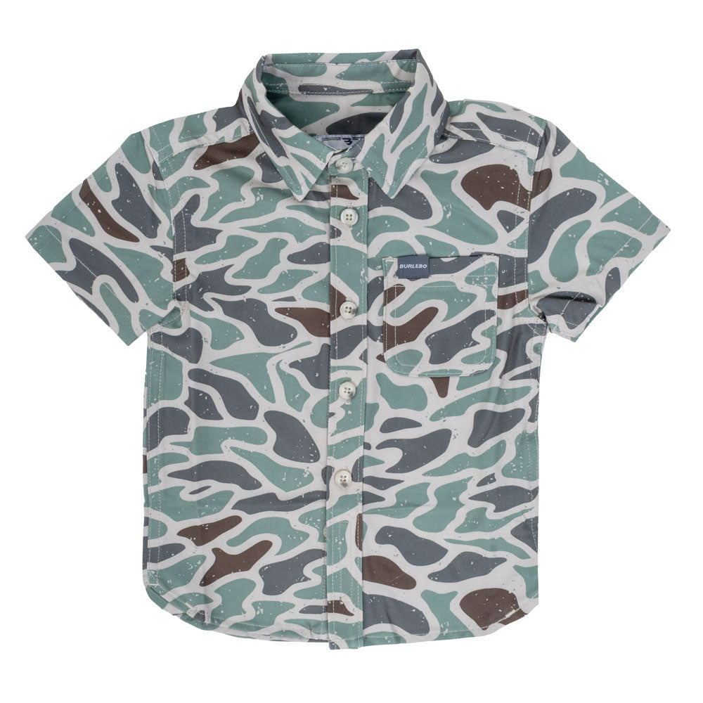 Burlebo Boy's Performance Button Up Shirt - Retro Duck Camo