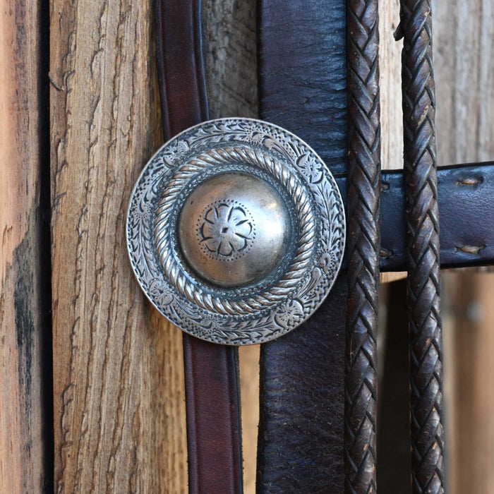 1920's Bearman Buckin' Horse Bit Bridle Rig w/Sterling Silver Conchos