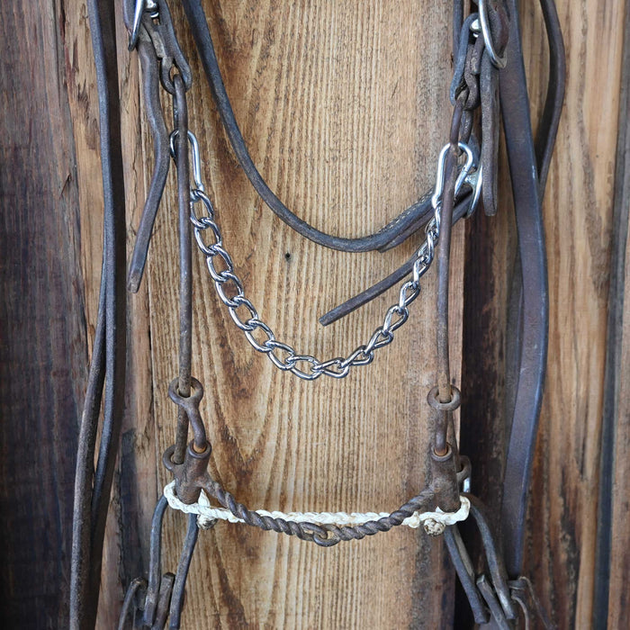Cow Horse Supply Sliding Gag Twisted Wire Snaffle Bridle Rig w/Browband Headstall