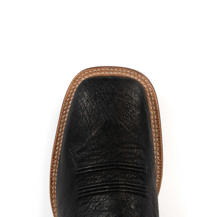 R. Watson Black Smooth Ostrich Square Toe Boot