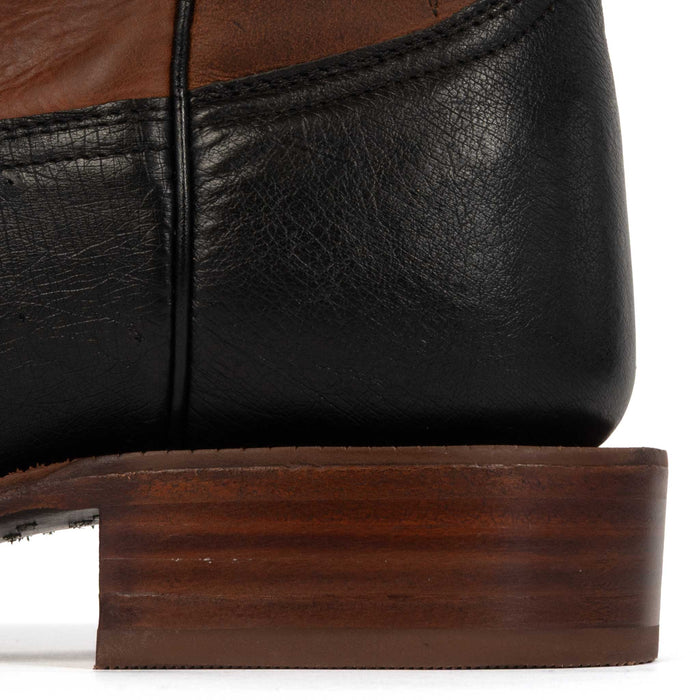 R. Watson Black Smooth Ostrich Square Toe Boot