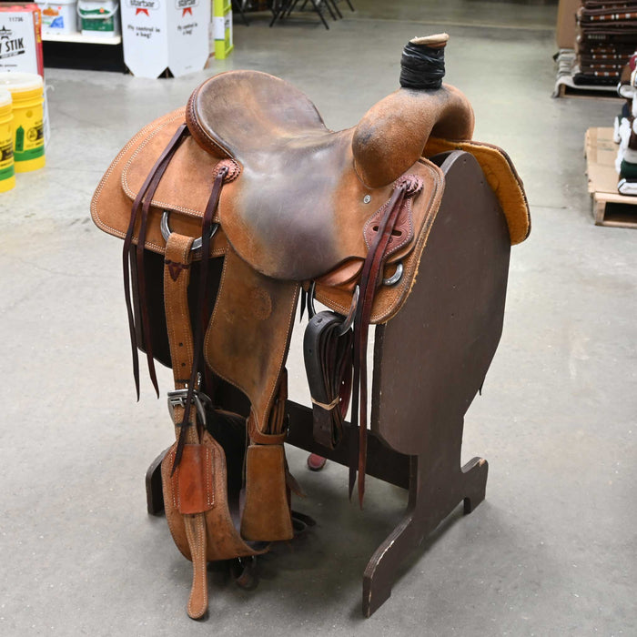 15" USED JEFF SMITH TEAM ROPING SADDLE