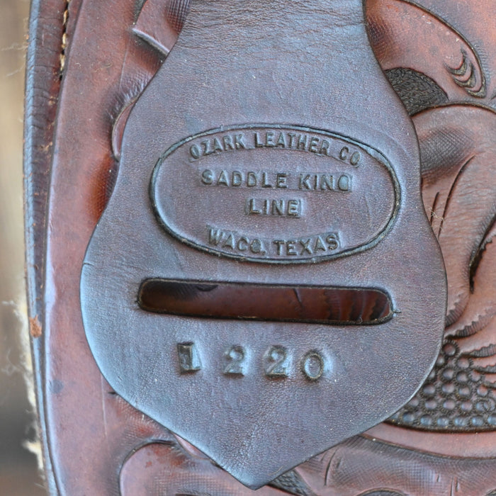 15" USED OZARK LEATHER TEAM ROPING SADDLE