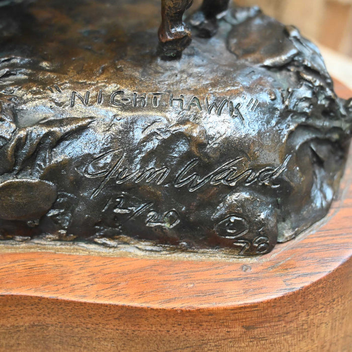 Original Bronze Sculpture Night Hawk by Jim Ward 1978 Collectibles Jim Ward