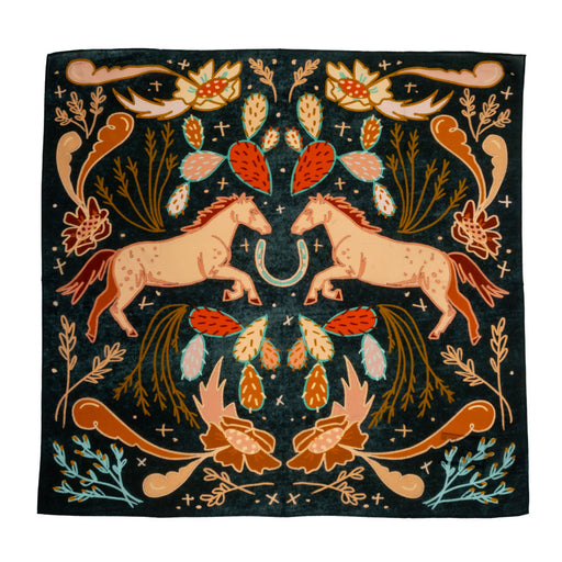 Wild Horse Prairies In Denim Wild Rag ACCESSORIES - Additional Accessories - Wild Rags & Scarves Tirzah Lane Art