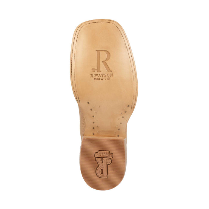 R. Watson Men's Sand Bruciato Smooth Ostrich Square Toe Boot