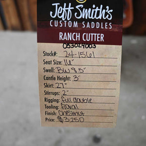 16"  JEFF SMITH RANCH CUTTING SADDLE Saddles Jeff Smith   
