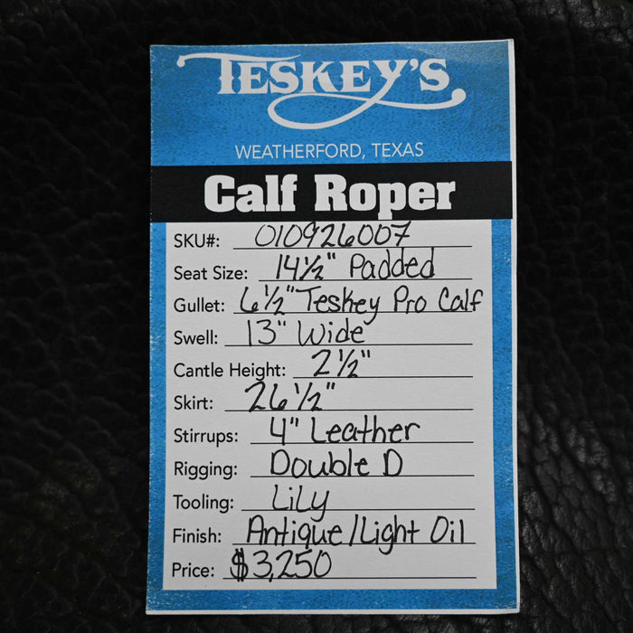 14.5" TESKEY'S CALF ROPING SADDLE Saddles - New Teskey's Saddlery