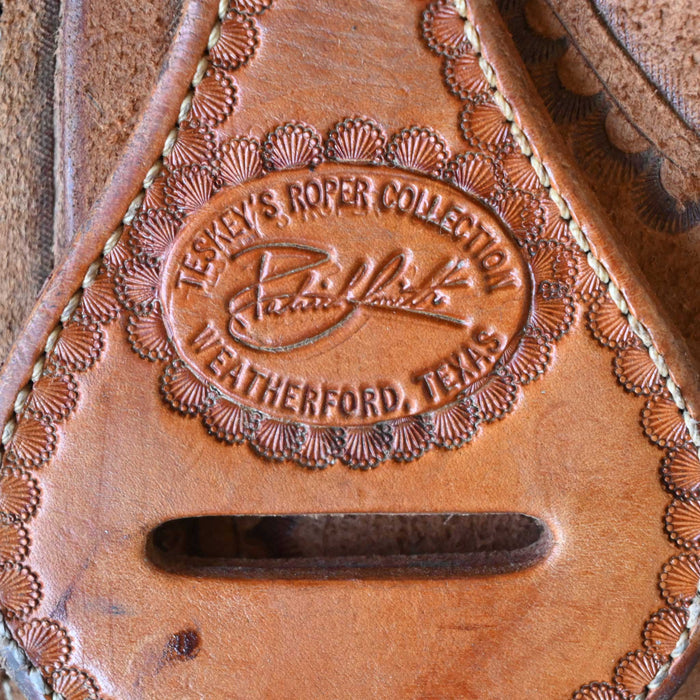 13.5" USED PATRICK SMITH TEAM ROPING SADDLE