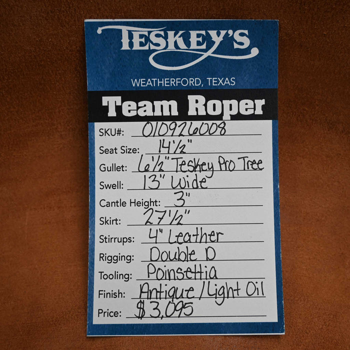 14.5" TESKEY'S TEAM ROPING SADDLE Saddles - New Teskey's Saddlery