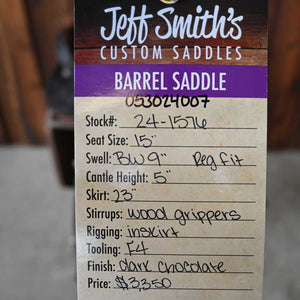 15" JEFF SMITH BARREL SADDLE Saddles Jeff Smith   