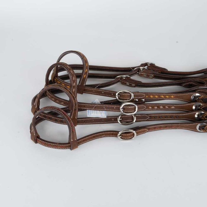 NEW Oiled Russet One Ear Headstall w/Colored Sitching Sale Barn Teskeys