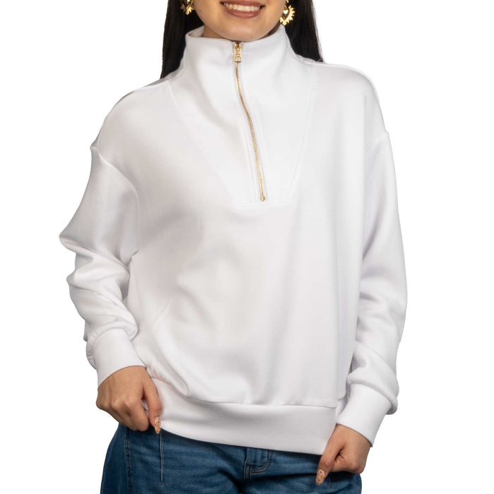 Dylan Weekend 1/2 Zip White Pullover WOMEN - Clothing - Pullovers & Hoodies Dylan