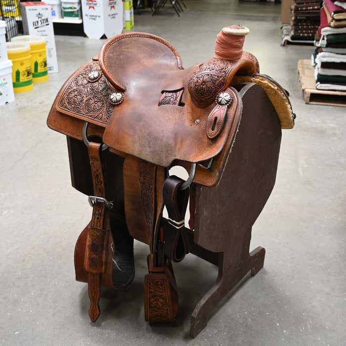 14.5" USED TRENT WARD PLATINUM SERIES TEAM ROPING SADDLE