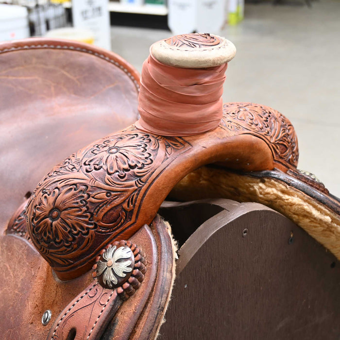 14.5" USED TRENT WARD PLATINUM SERIES TEAM ROPING SADDLE