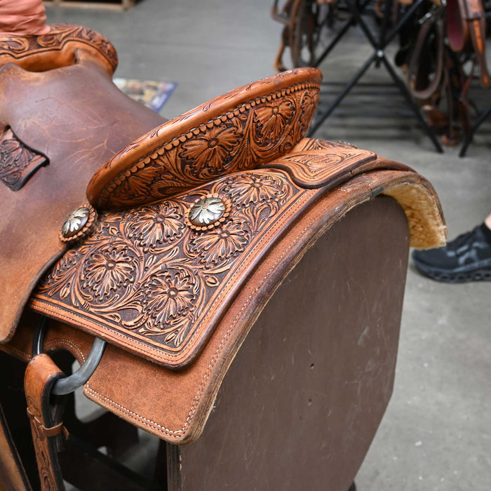 14.5" USED TRENT WARD PLATINUM SERIES TEAM ROPING SADDLE