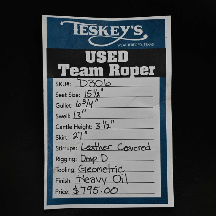 15.5" USED MASTER SADDLES TEAM ROPING SADDLE