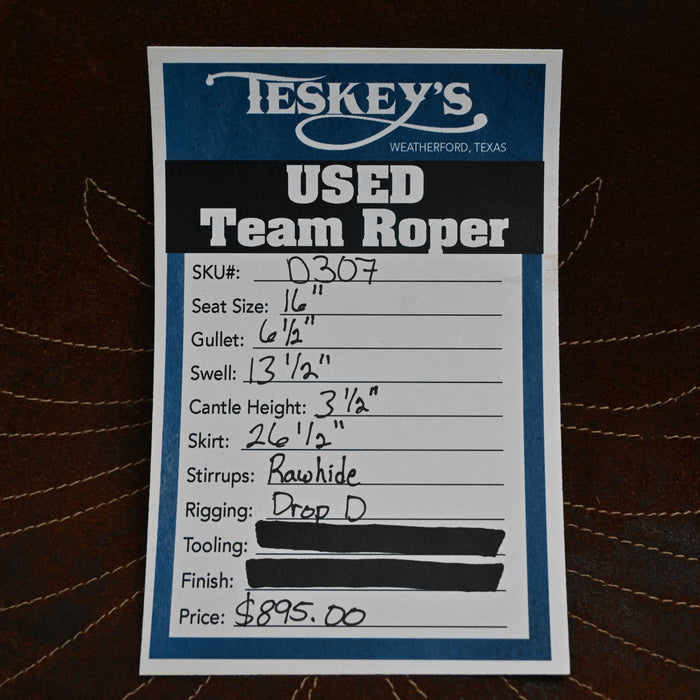 16" USED COURTS TEAM ROPING SADDLE
