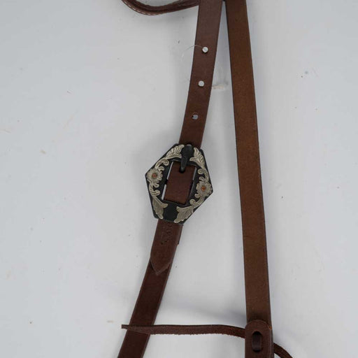 NEW Heavy Oiled One Ear Headstall With Floral Rust Buckle Sale Barn Teskeys