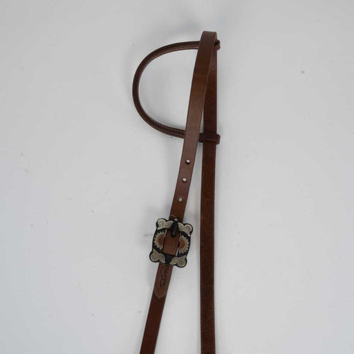 NEW Heavy Oiled One Ear Headstall With Square Floral Rust Buckle Sale Barn Teskeys