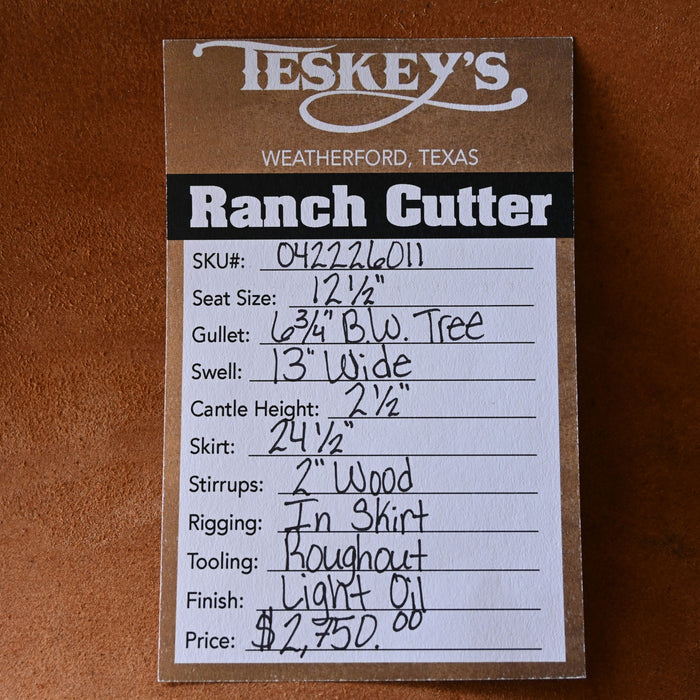 12.5" TESKEY'S PRO CUTTER RANCH CUTTER SADDLE Saddles - New Teskey's Saddlery