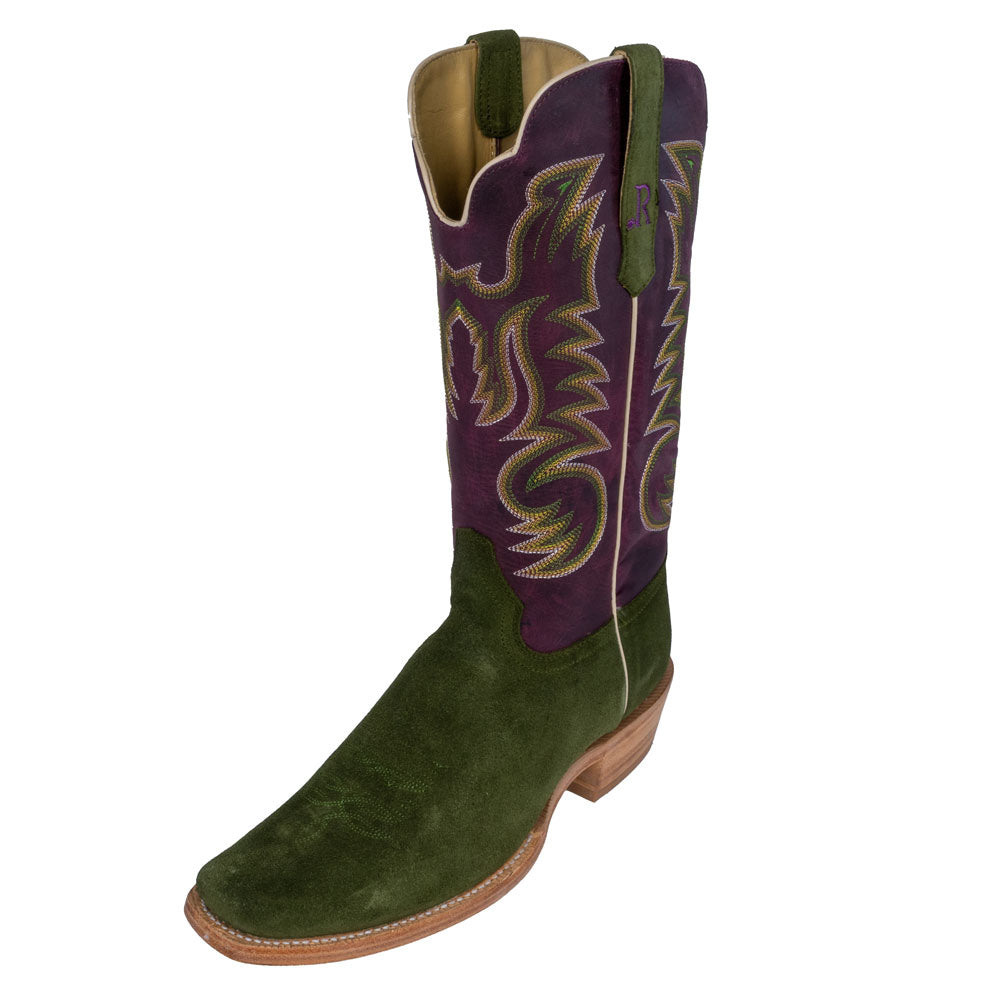 R. Watson Men's Green Roughout Western Boot