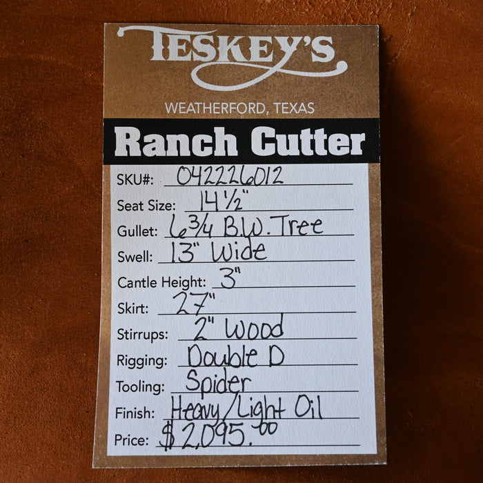 14.5" TESKEY'S RANCH CUTTER SADDLE Saddles - New Teskey's Saddlery