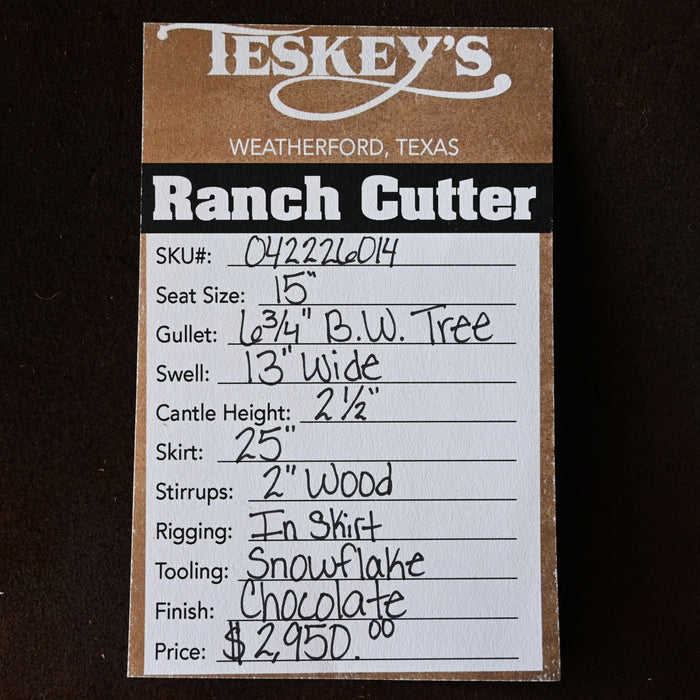 15" TESKEY'S PRO CUTTER RANCH CUTTER SADDLE Saddles - New Teskey's Saddlery